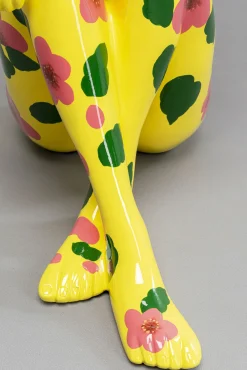 Clearance KARE Design Dekoracja stojąca żółty królik z motywem kwiatowym 60x80 cm - KARE