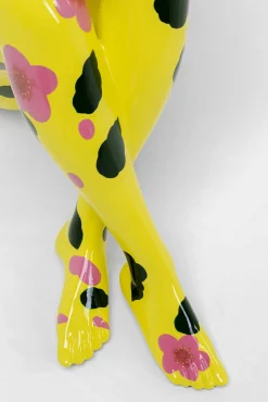 Clearance KARE Design Dekoracja stojąca żółty królik z motywem kwiatowym 60x80 cm - KARE