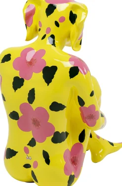 Outlet KARE Design Dekoracja stojąca żółty pies z motywem kwiatowym 66x80 cm - KARE