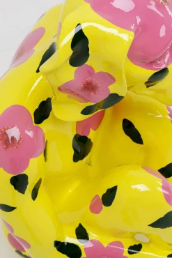 Outlet KARE Design Dekoracja stojąca żółty pies z motywem kwiatowym 66x80 cm - KARE