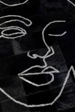 Best KARE Design Dywan czarny okrągły twarze skóra naturalna Ø250 cm - KARE