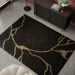 Clearance KARE Design Dywan do salonu prostokątny skórzany w kolorze czarnym 170x240 cm - KARE