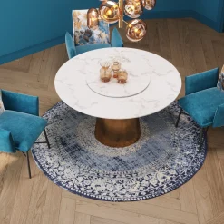 Clearance KARE Design Dywan okrągły do salonu niebieski vintage Ø200 cm - KARE