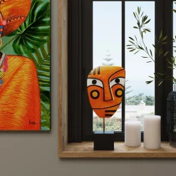 New KARE Design Figurka dekoracyjna Abstract Face 23x50 cm pomarańczowa - KARE