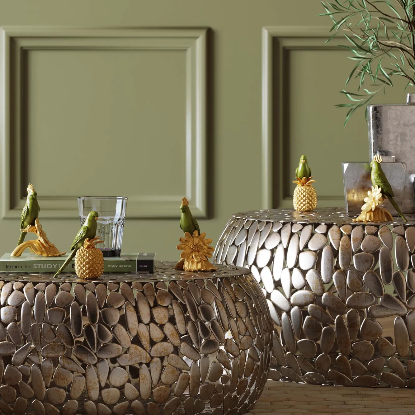 Clearance KARE Design Figurka dekoracyjna Ananas Parrot 11x14 cm zielono-złota - KARE