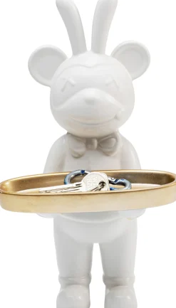 Outlet KARE Design Figurka dekoracyjna biała lokaj ze złotą tacką 29 cm - KARE