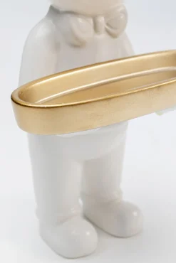 Outlet KARE Design Figurka dekoracyjna biała lokaj ze złotą tacką 29 cm - KARE