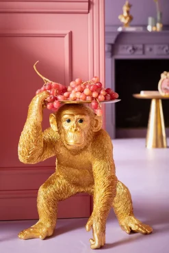 Fashion KARE Design Figurka dekoracyjna Butler Playing Chimp 45x52 cm złota - KARE