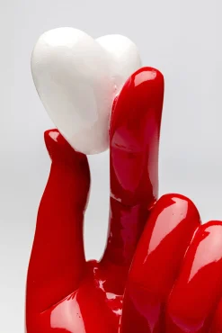 Online KARE Design Figurka dekoracyjna czerwona ręka i białe serce 12x26 cm - KARE