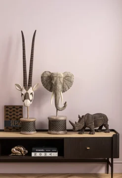 Fashion KARE Design Figurka dekoracyjna Elephant Head Pearls 40x76 cm szara - KARE