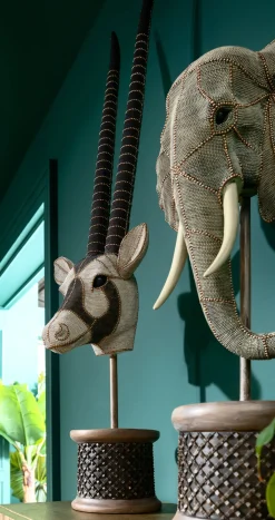 Fashion KARE Design Figurka dekoracyjna Elephant Head Pearls 40x76 cm szara - KARE