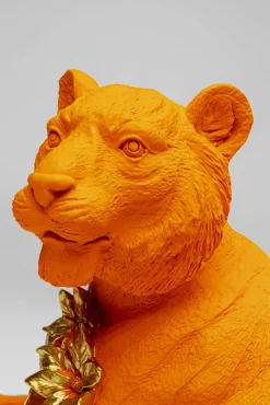 Discount KARE Design Figurka dekoracyjna Flower Leoard pomarańczowa 26cm - KARE