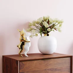 Online KARE Design Figurka dekoracyjna Hugging Rabbits 15x25 cm biało-złota - KARE