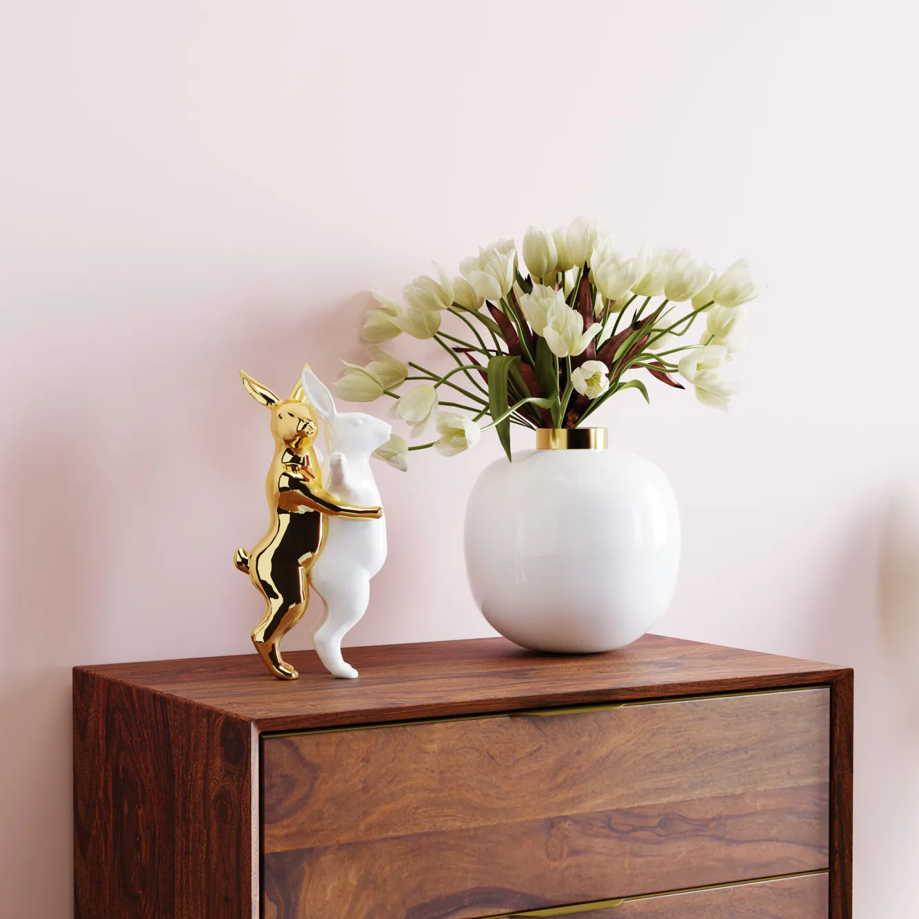 Online KARE Design Figurka dekoracyjna Hugging Rabbits 15x25 cm biało-złota - KARE