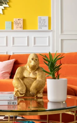 New KARE Design Figurka dekoracyjna Monkey Gorilla Side 30x39 cm złota - KARE