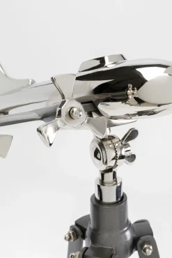 Hot KARE Design Figurka dekoracyjna na trójnogu samolot aluminium niklowane 57x54 cm - KARE