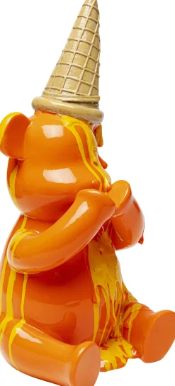 Discount KARE Design Figurka dekoracyjna pomarańczowa miś siedzący i lód 18x37 cm - KARE