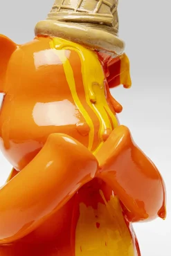 Discount KARE Design Figurka dekoracyjna pomarańczowa miś siedzący i lód 18x37 cm - KARE