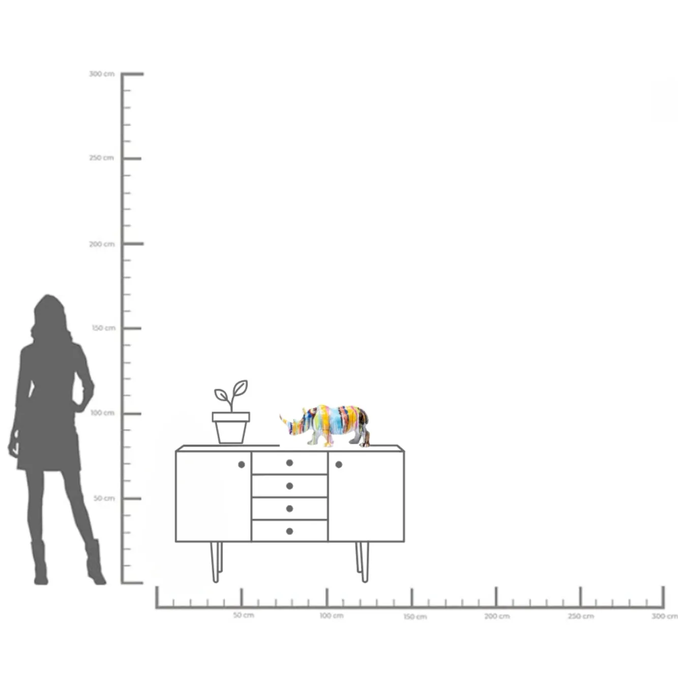 Hot KARE Design Figurka dekoracyjna Rhino 55x26 cm kolorowa - KARE