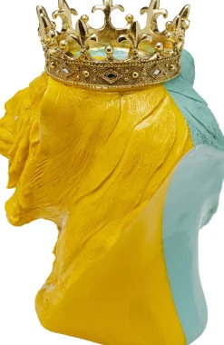 Hot KARE Design Figurka dekoracyjna tygrys niebiesko-żółta ze złotą koroną 28x33 cm - KARE