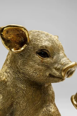 Hot KARE Design Figurka dekoracyjna w kolorze złotym motyw zwierzęcy świnki 21x20 cm - KARE