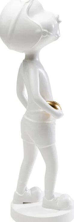 New KARE Design Figurka dekoracyjna z ceramiki biała 41 cm dziewczyna ze złotą piłką - KARE