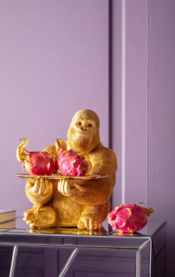 Discount KARE Design Figurka dekoracyjna z tacą Gorilla Butler 29x37 cm złota - KARE