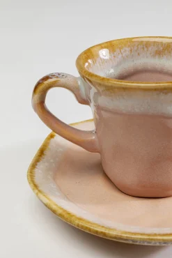 Best KARE Design Filiżanka do espresso ze spodkiem kamionkowa różowa 88 ml - KARE