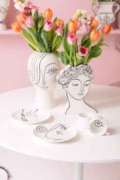 Clearance KARE Design Filiżanka ze spodkiem biała #2 wzory czarne 160 ml - KARE