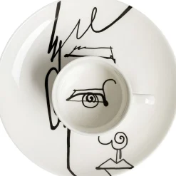 New KARE Design Filiżanka ze spodkiem biała wzory czarne 160 ml - KARE