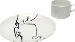 New KARE Design Filiżanka ze spodkiem biała wzory czarne 160 ml - KARE