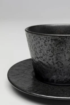 Fashion KARE Design Filiżanka ze spodkiem czarna kamionkowa 205 ml - KARE