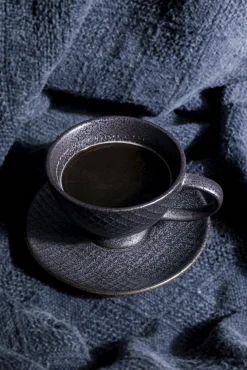 Sale KARE Design Filiżanka ze spodkiem z porcelany czarno-złota 200 ml - KARE