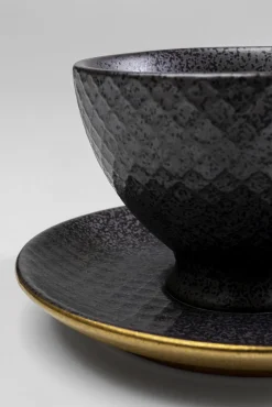 Sale KARE Design Filiżanka ze spodkiem z porcelany czarno-złota 200 ml - KARE