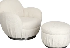 Fashion KARE Design Fotel biały obrotowy skandynawski boucle do salonu 88x90 cm - KARE