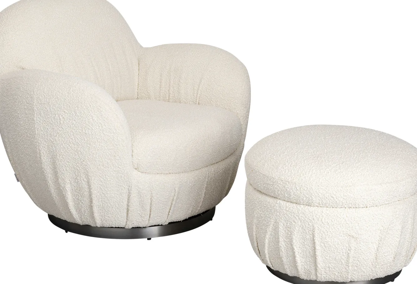 Fashion KARE Design Fotel biały obrotowy skandynawski boucle do salonu 88x90 cm - KARE