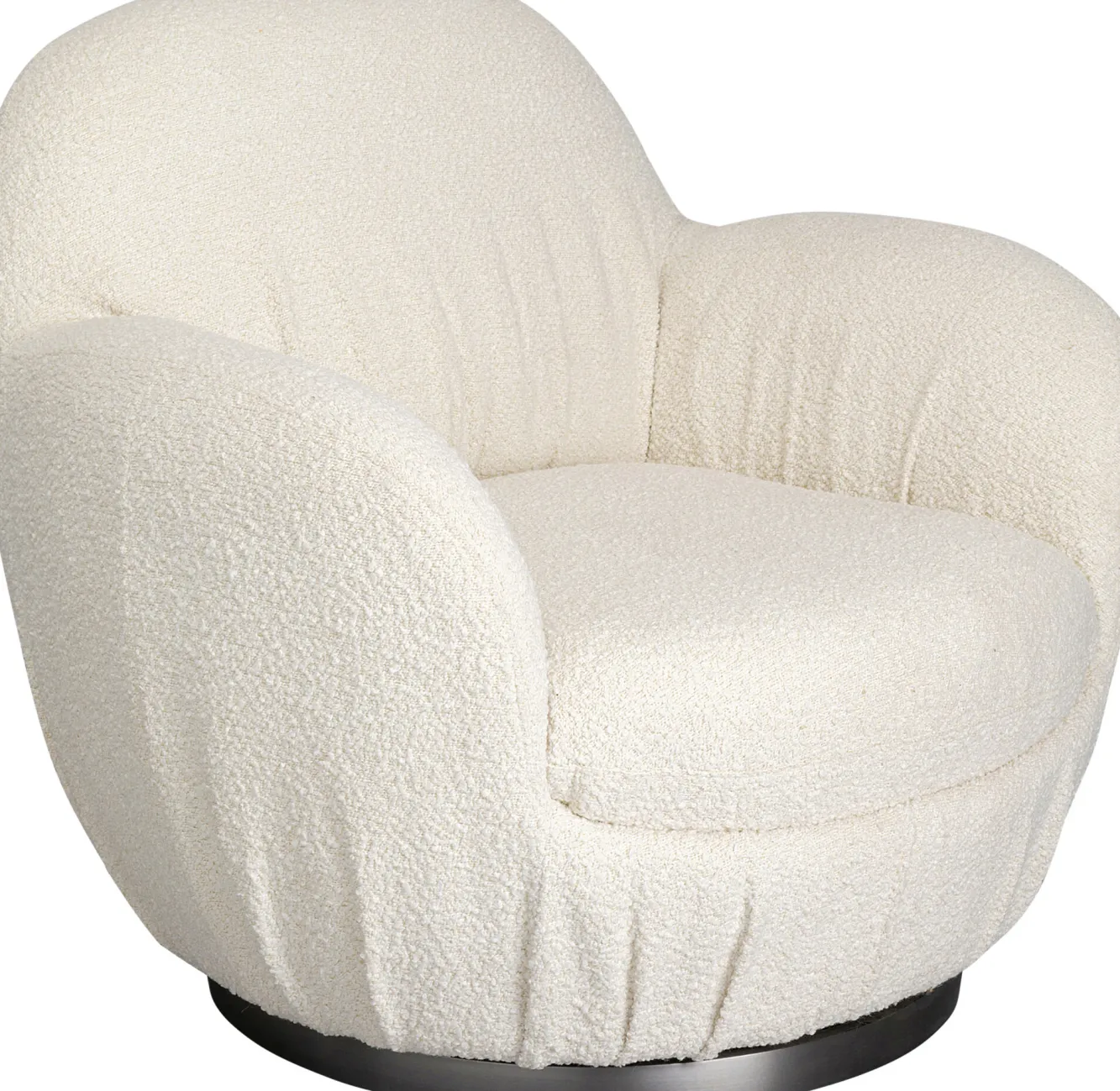 Fashion KARE Design Fotel biały obrotowy skandynawski boucle do salonu 88x90 cm - KARE