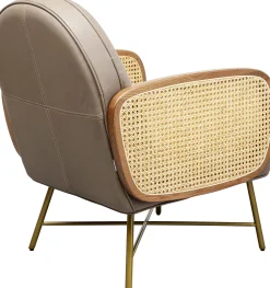 Online KARE Design Fotel boho szary skóra semianilinowa podłokietniki naturalno-brązowe 60x80 cm - KARE