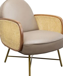 Online KARE Design Fotel boho szary skóra semianilinowa podłokietniki naturalno-brązowe 60x80 cm - KARE