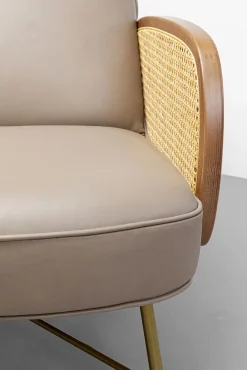 Online KARE Design Fotel boho szary skóra semianilinowa podłokietniki naturalno-brązowe 60x80 cm - KARE