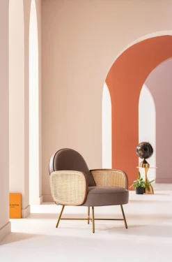 Online KARE Design Fotel boho szary skóra semianilinowa podłokietniki naturalno-brązowe 60x80 cm - KARE