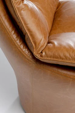 Discount KARE Design Fotel brązowy pikowany skóra semianilinowa 86x96 cm - KARE