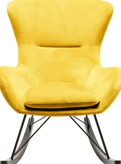 Clearance KARE Design Fotel bujany tkanina żółta nogi dębowe 77x104 cm - KARE