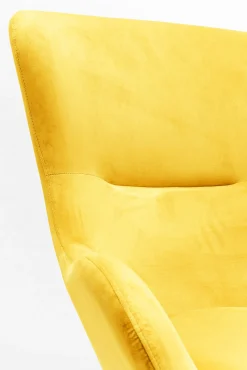 Clearance KARE Design Fotel bujany tkanina żółta nogi dębowe 77x104 cm - KARE