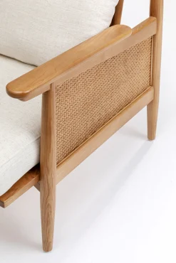 Sale KARE Design Fotel Cane 80x83 cm drewniany - poduszki kremowe - KARE