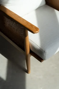 Sale KARE Design Fotel Cane 80x83 cm drewniany - poduszki kremowe - KARE