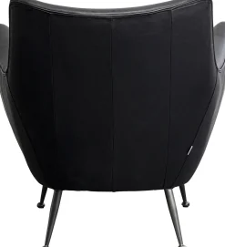 Fashion KARE Design Fotel do salonu czarny skóra semianilinowa nogi stalowe 89x85 cm - KARE