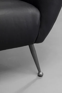 Fashion KARE Design Fotel do salonu czarny skóra semianilinowa nogi stalowe 89x85 cm - KARE