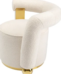 Clearance KARE Design Fotel do salonu glamour tkanina pluszowa biała podstawa złota 75x83 cm - KARE