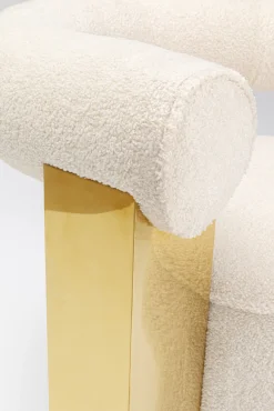 Clearance KARE Design Fotel do salonu glamour tkanina pluszowa biała podstawa złota 75x83 cm - KARE